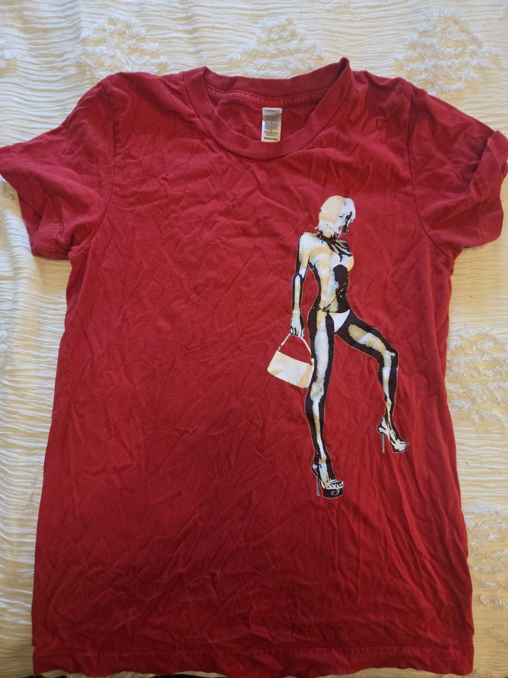 American Apparel Women’s Red Tee With Pin-up Graphic